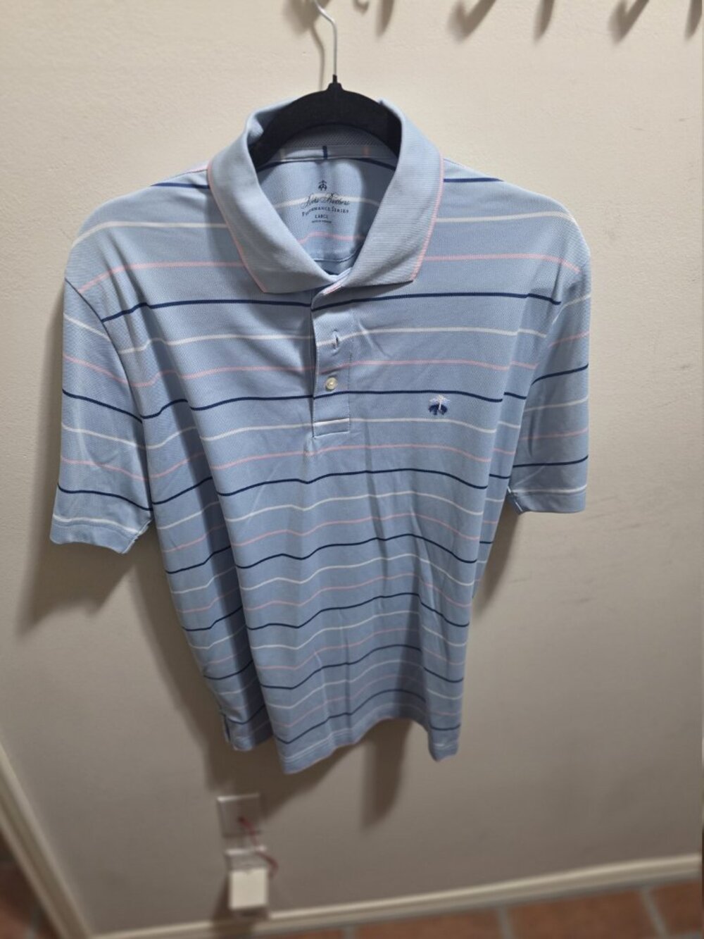 Brooks Brothers Blue striped Golf Shirt Top Large